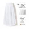 Womens Solid Pleated Elegant Midi Elastic Waist  Skirt
