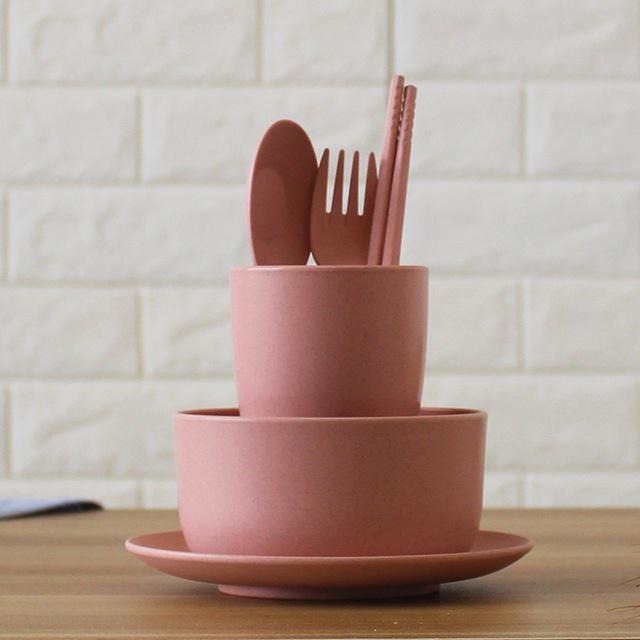 6 шт./компл., детская посуда из пшеничной соломы, детская посуда для еды, миска для кормления младенцев, обучающая посуда Spo