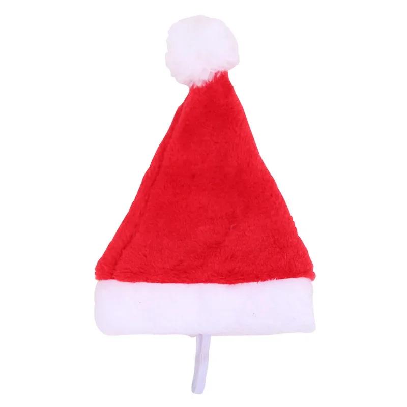 Deluxe Plush Christmas Pet Santa Hat for Dogs Cats Holiday Festive Party Costume Photo Props Decorations
