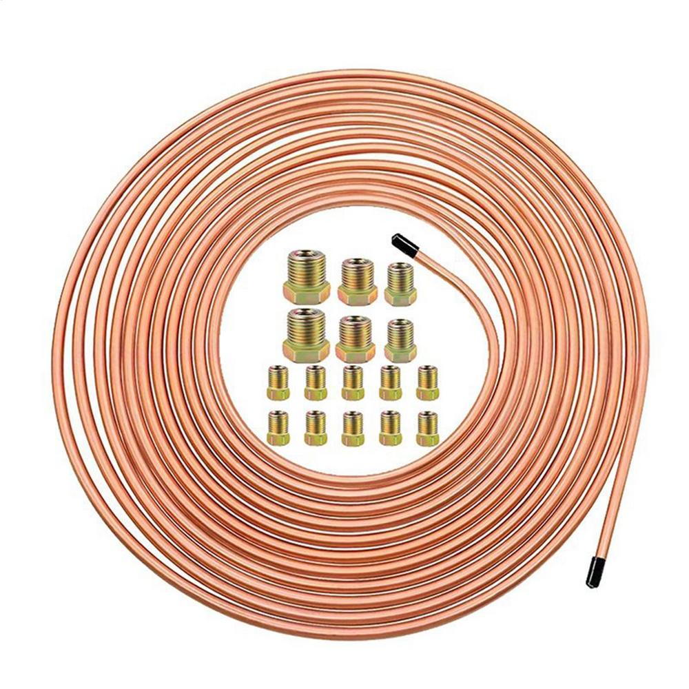 3/16 Brake Line 3/16 Coated Alloy 25Ft Brake Line Fitting Kit Anti-Rust Fittings Connector Set Car Repair Tool For Braking