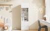 Display Cabinet, Tall Cabinet, Storage Cabinet, Bookshelf, with Open Storage, with Drawers, Height-Adjustable Glass Shelves, White, 50×40×180 cm