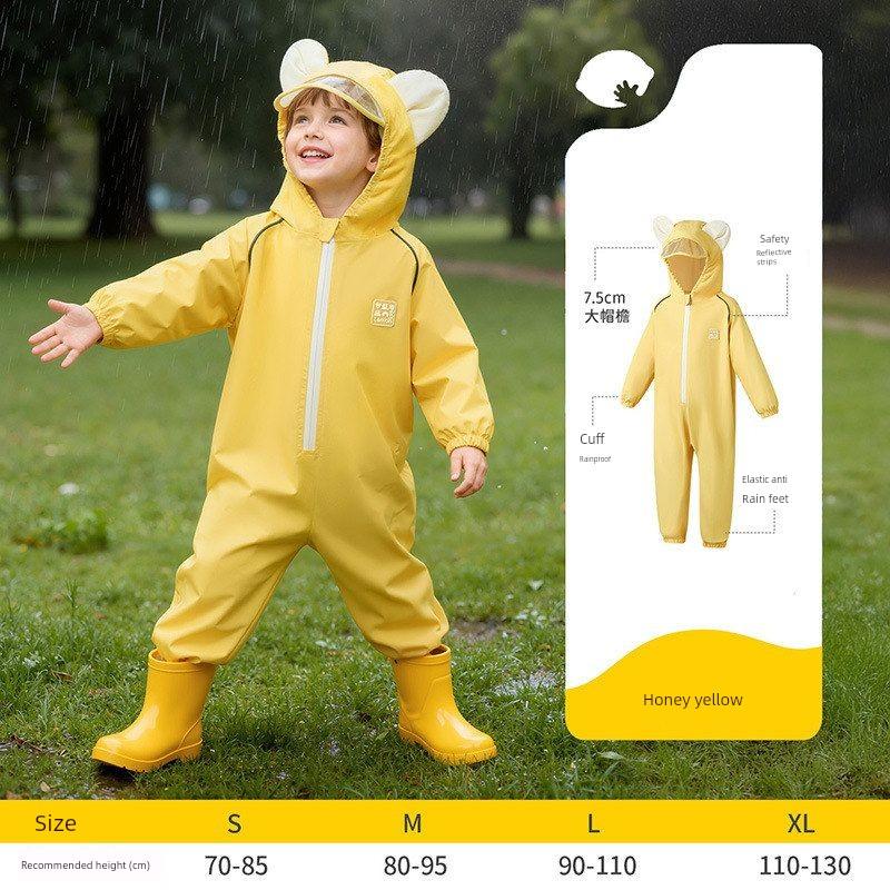 Lemon Baby Children's Raincoat One-Piece for Boys and Girls, Toddlers, Kindergarten Boys and Girls, Cute Rain Poncho