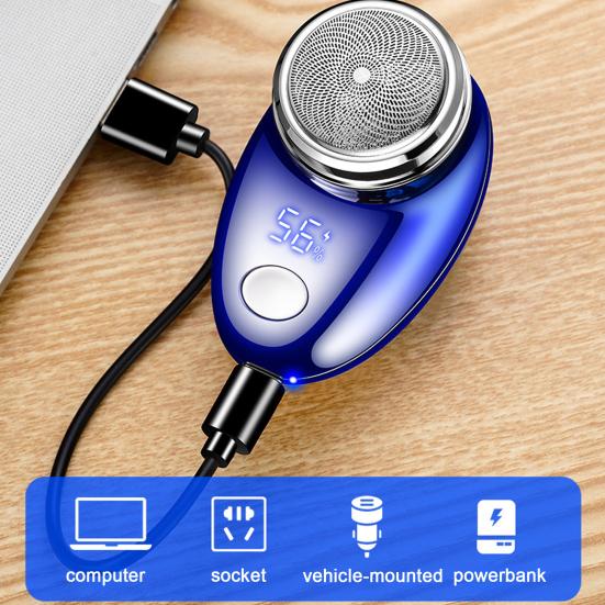 Мужская электробритва с цифровым дисплеем Type-C, перезаряжаемая мини-роторная бритва для путешествий, портативный беспроводной инструмент для удаления волос, триммер для бороды