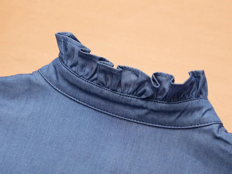 Ladies Cotton Shirt Detachable Collars for Womens Blue Stand Fake Collars White Girls Blouse Tops Decorative Clothese Accessory