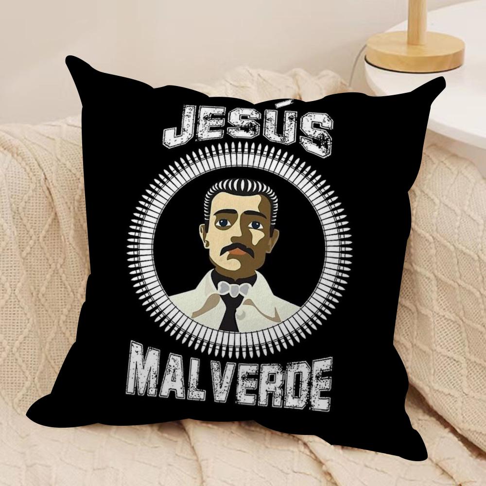 Чехол на подушку J-Jesus Malverde Мягкая плюшевая ткань Двусторонний печатный чехол на диванную подушку для всех сезонов Домашний декор Подарок