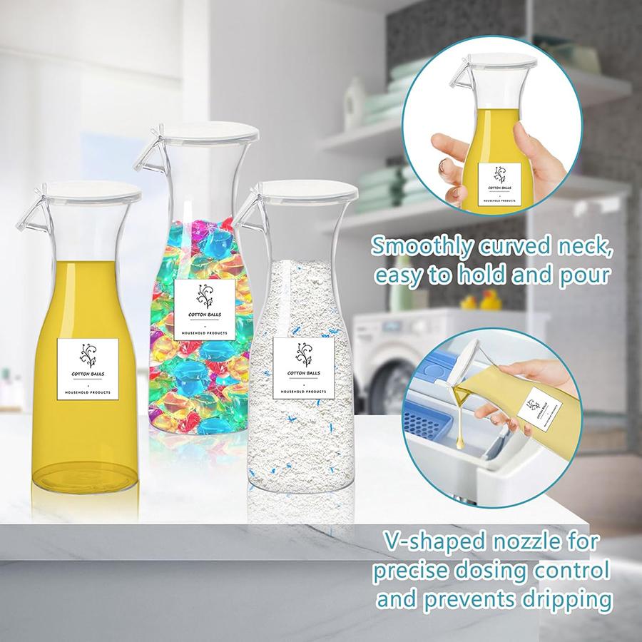 Набор из 3 диспенсеров для стирального порошка, 20 унций, пластиковая бутылка для кондиционера для белья, контейнер для стирального порошка, органайзер для прачечной для жидкости