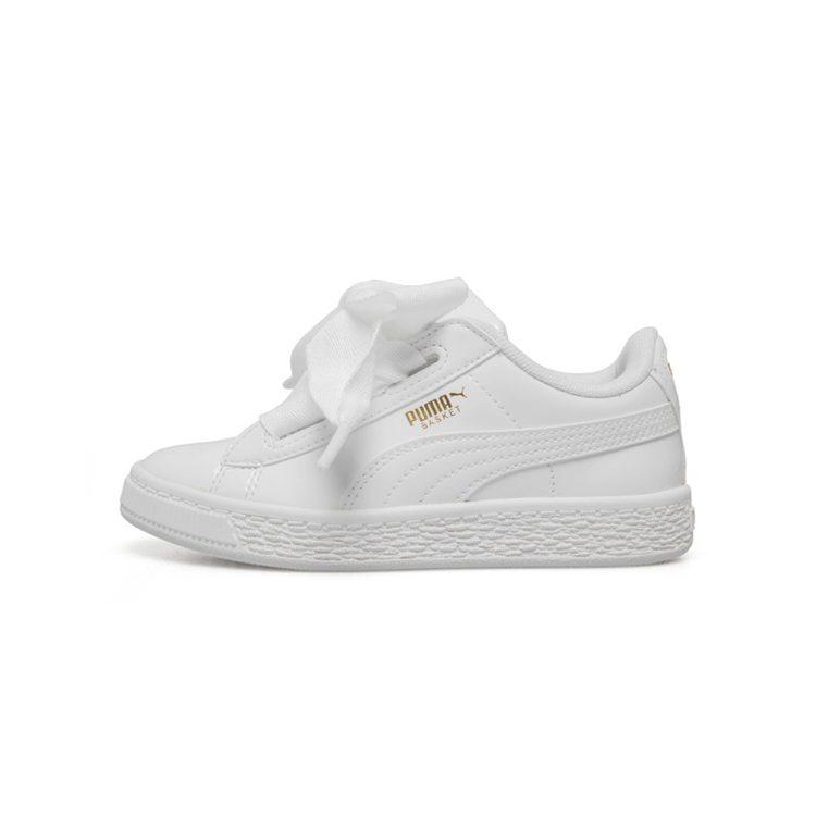 Puma Кроссовки для малышей Basket Heart из лакированной кожи, низкие, белые, для младенцев и малышей 363352-02