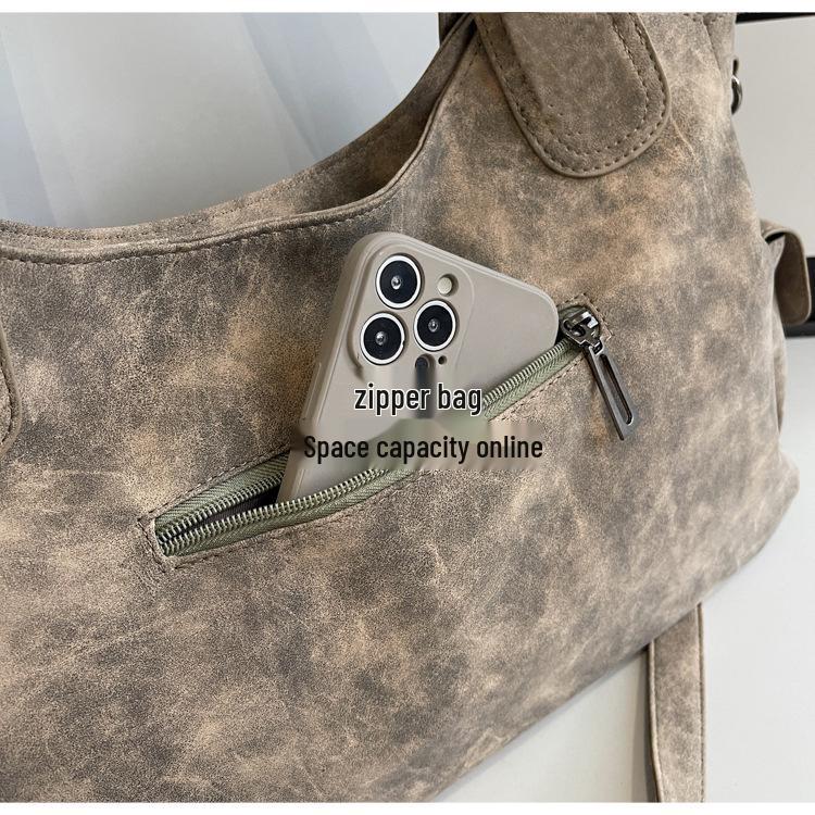 2025 Women's Retro Large-Capacity Frosted Tote, Shoulder, and Crossbody Bag