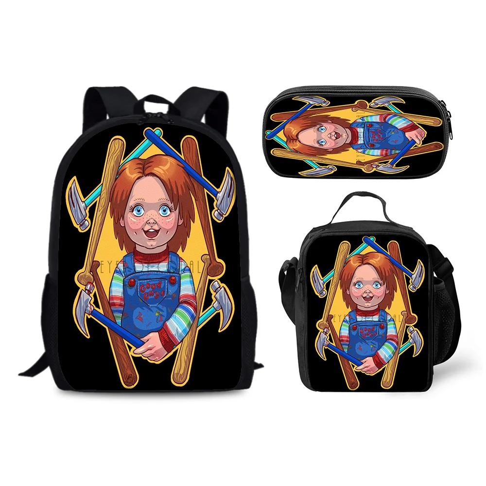 Школьный рюкзак, сумка для ланча, пенал Chucky из фильма ужасов. Набор в подарок детям и школьникам