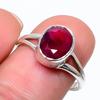 Red Ruby(Simulated) Gemstone Handmade 925 Sterling Silver Jewelry Ring S.9 k4H30