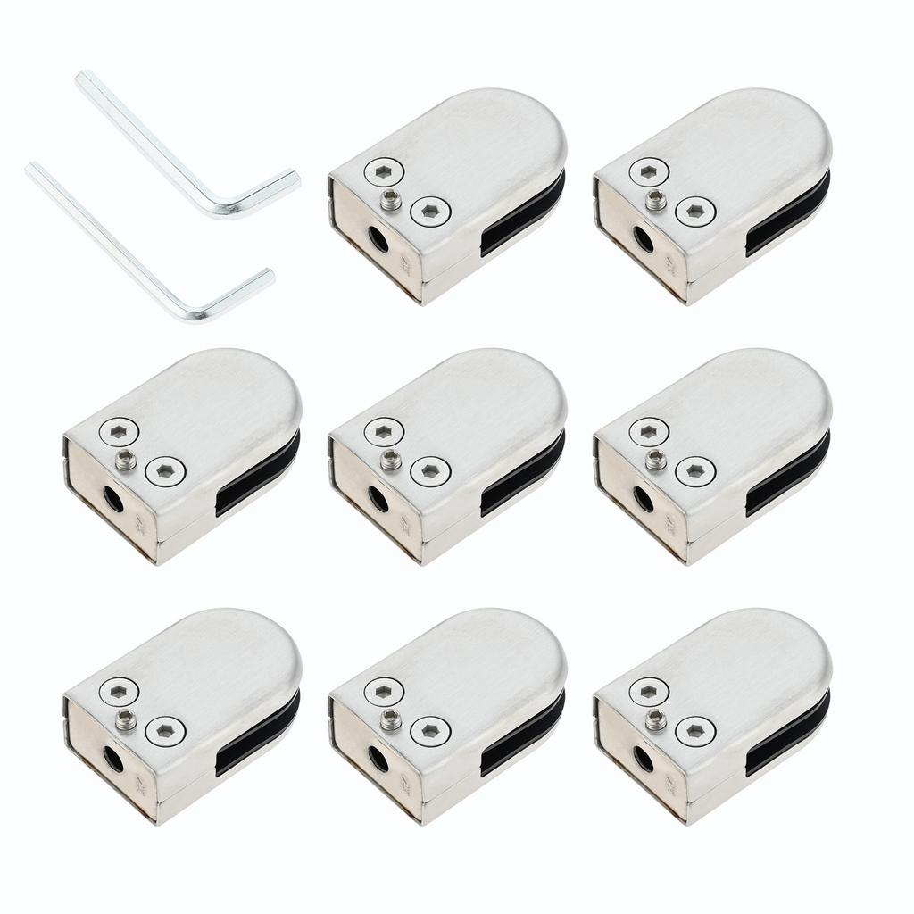 8pcs Stainless Steel Glass Clamps for 6-8mm/8-10mm/10-12mm Thickness Glass Support Brackets Clips with Hex Screwdriver