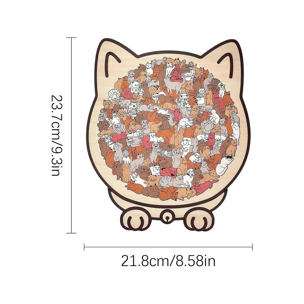 Wooden Jigsaw Puzzle for Adults & Kids - 135 Piece Challenging Cat Puzzle, Perfect Home Decor & Gift for Cat Lovers, Family