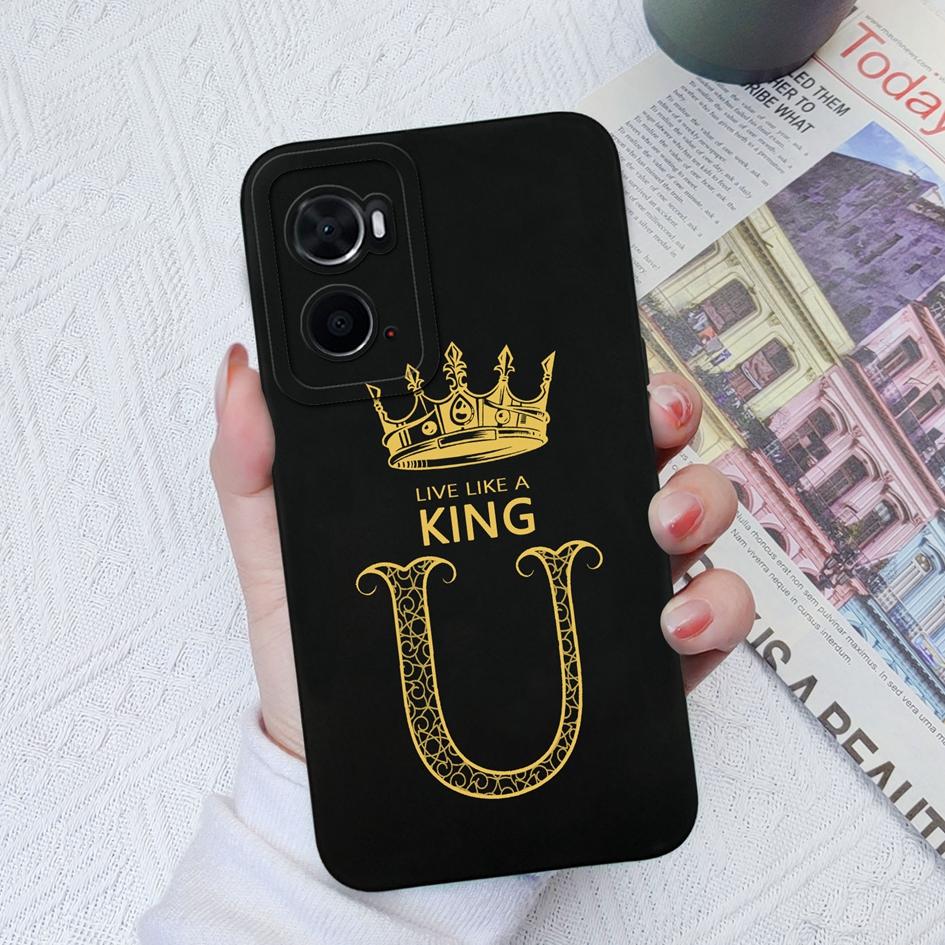 Для OPPO A96 4G 5G A7N A8 A9X A93S A94 A95 Чехол Роскошная Корона Противоударная Защитная пленка для экрана Матовые буквы Мягкий жидкий силикон для бампера OPPO