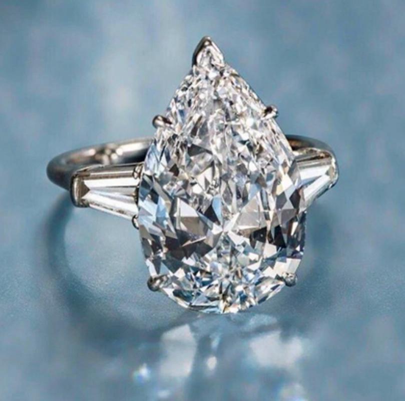 Luxury Water Drop 6ct Lab Diamond Ring S925 Sterling Silver Engagement Wedding Band Rings for Women Bridal Fine Party Jewelry