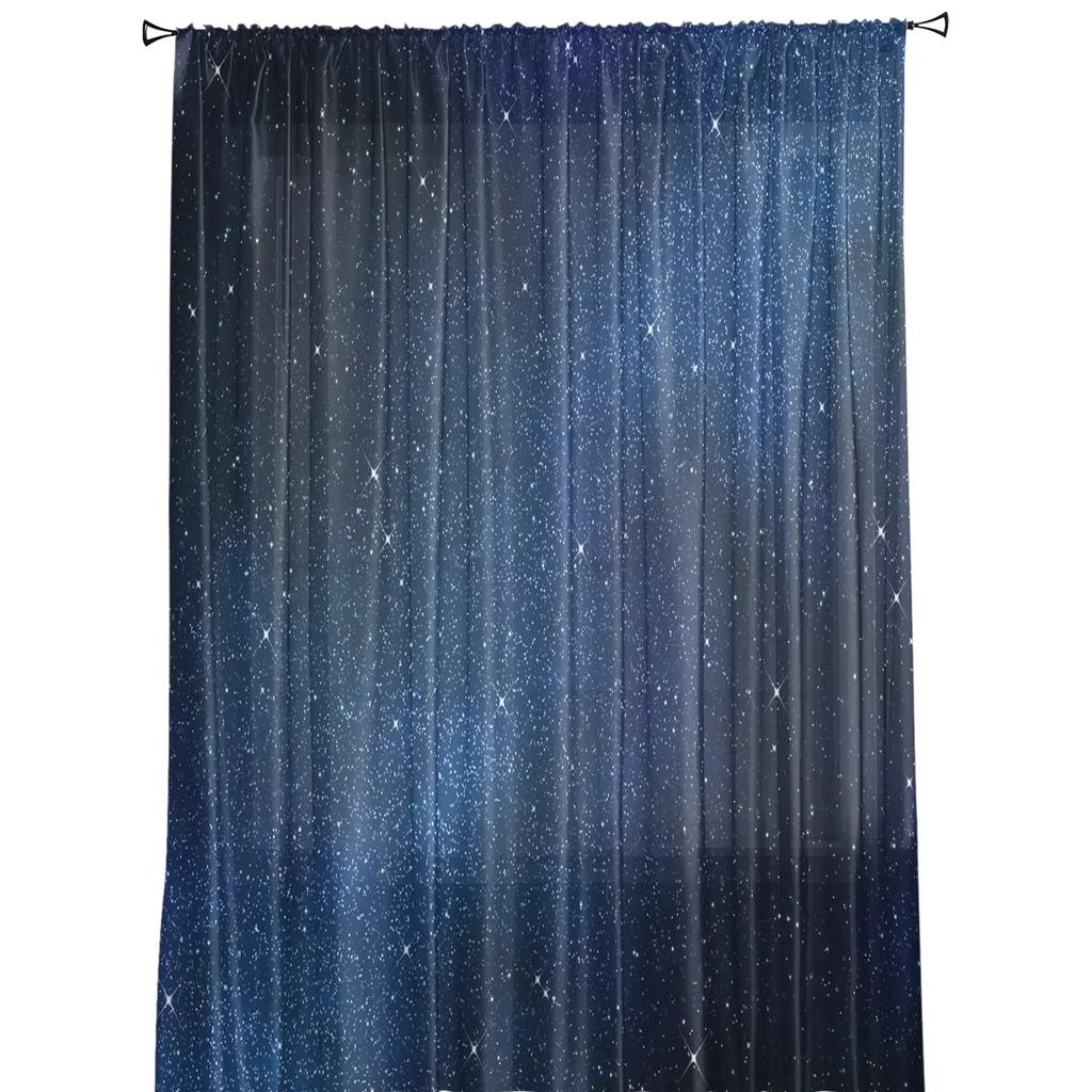 Звездная галактика звездное небо тюлевые шторы для гостиной спальни кухни украшения шифон прозрачный вуаль оконные шторы детские драпировки