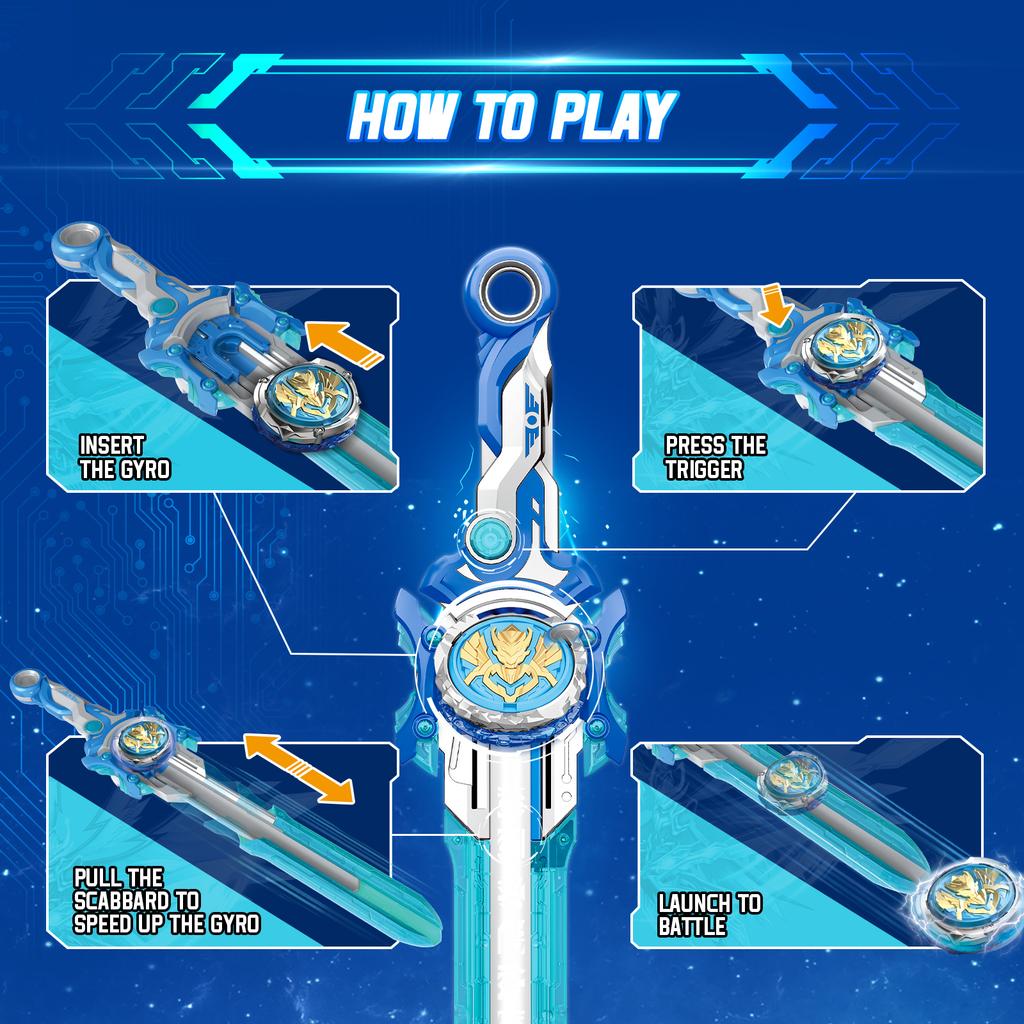 Набор Infinity Nado 6 Power Pack - Spirit Wind Panda: модернизированный металлический волчок с гироскопом, пусковая установка для меча 39 см, игрушка для детей, подарок на день рождения.