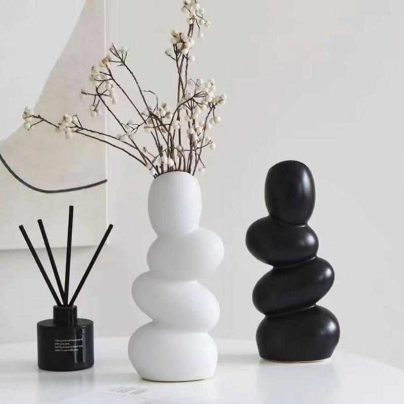 Silicone Mold  Pebble Shaped Vase Moulds Unique Craft Mould Stylish Container Molds Silicone  for  Crafts