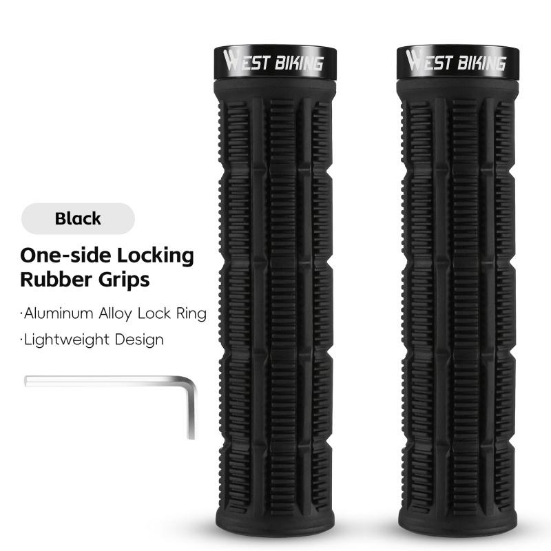 WEST BIKING Bicycle Handle Bar Grips Mountain Bike Soft Single-sided Locking Handlebar Cover Plug Rubber Non-slip Cycling Grips