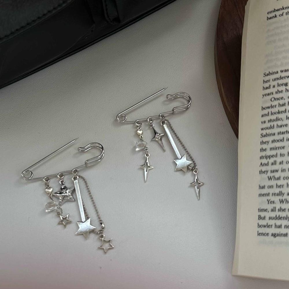 Y2k Gothic Star Brooch Clip Bag Charm Beaded Brooch Sweet Beaded Bag Pins  Shirt Collar