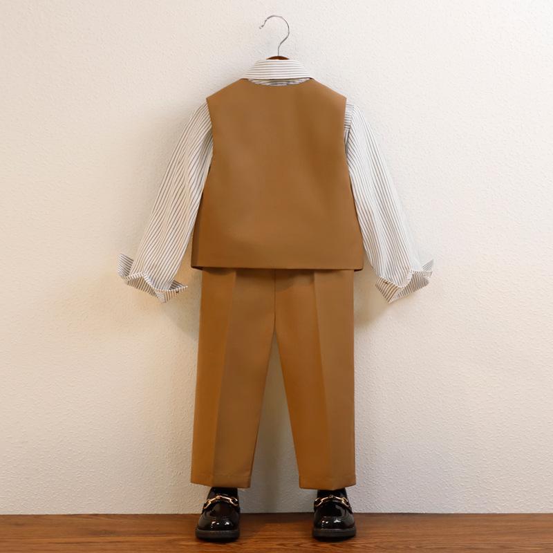 Детский жилетный костюм в корейском стиле для свадеб и первых дней рождения - Весенне-осенний наряд для мальчиков и девочек