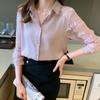Women's 2025 Spring & Autumn Fashionable Lapel Lace Chiffon Blouse Cardigan