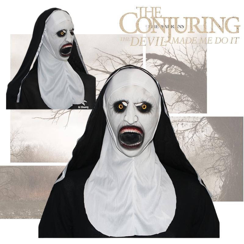 Страшная латексная маска монахини на Хэллоуин, жуткая и устрашающая, вдохновленная фильмами ужасов