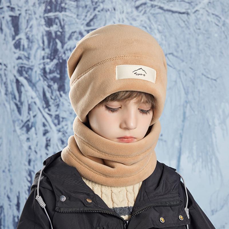Комплект из 2 предметов: детская зимняя шапка, плюшевая подкладка, теплые уши, шея, детская шапка, шарф, костюм, детская шапка для девочек, мальчиков, аксессуары 8-15 лет