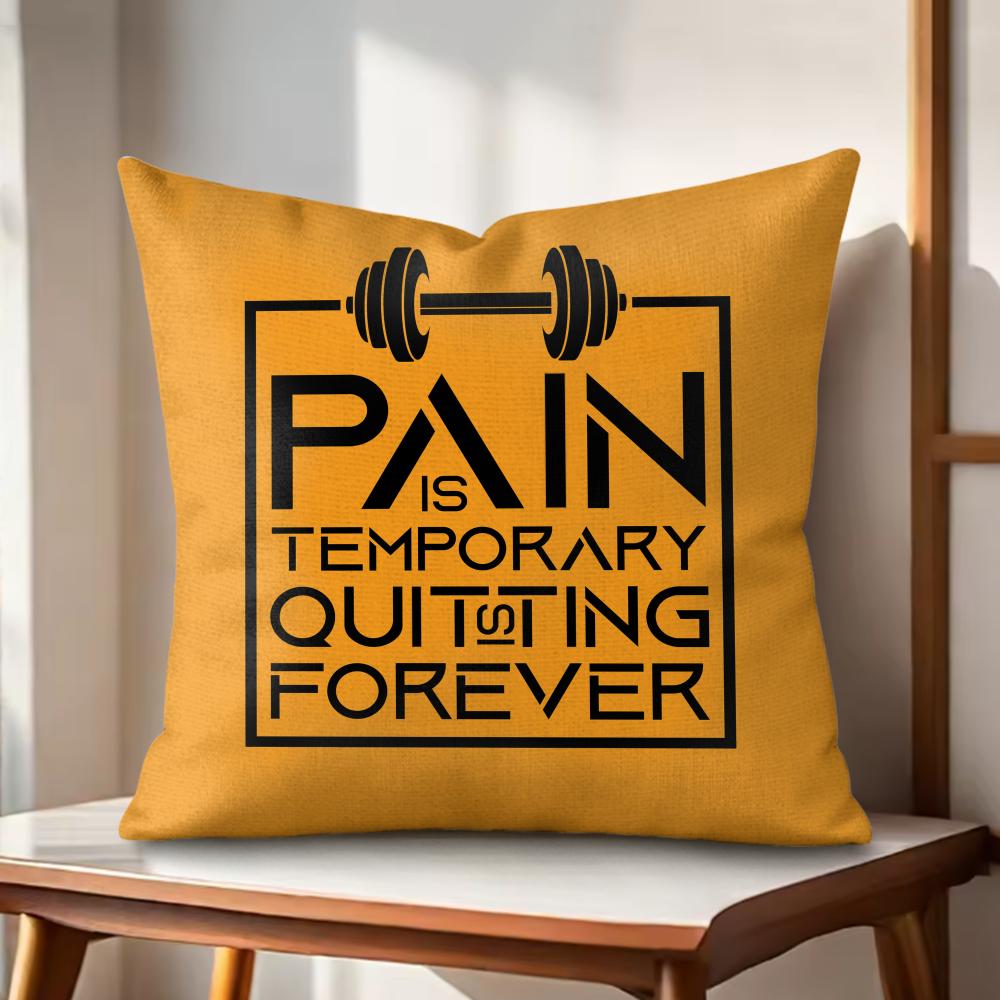 No Pain No Gain Cushion Cover Natural Linen Organic Fabric DoubleSided Printing Couch Pillow Covers Home Decor