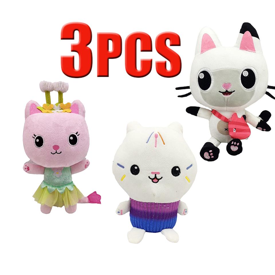 ##8-Piece Gabby Doll House Plush Toy Set 25cm Mermaid Cat Stuffed Animal Cartoon Doll Children's Christmas Gift