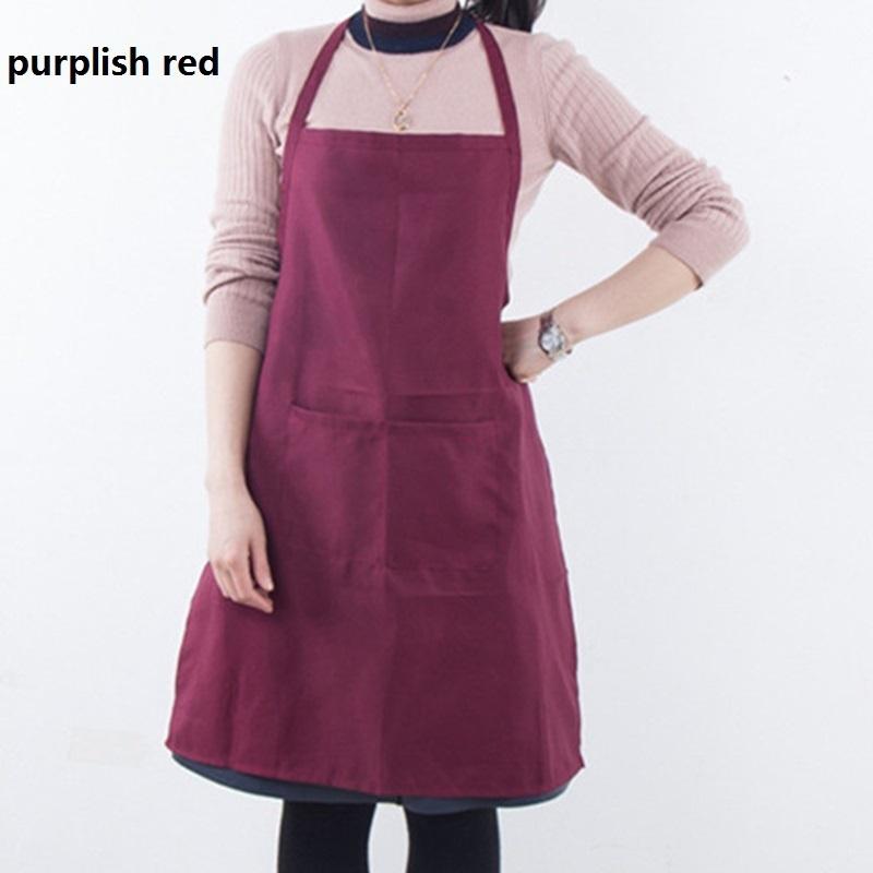 Apron with Pockets Thicken Cotton Polyester Blend Cooking Kitchen Restaurant