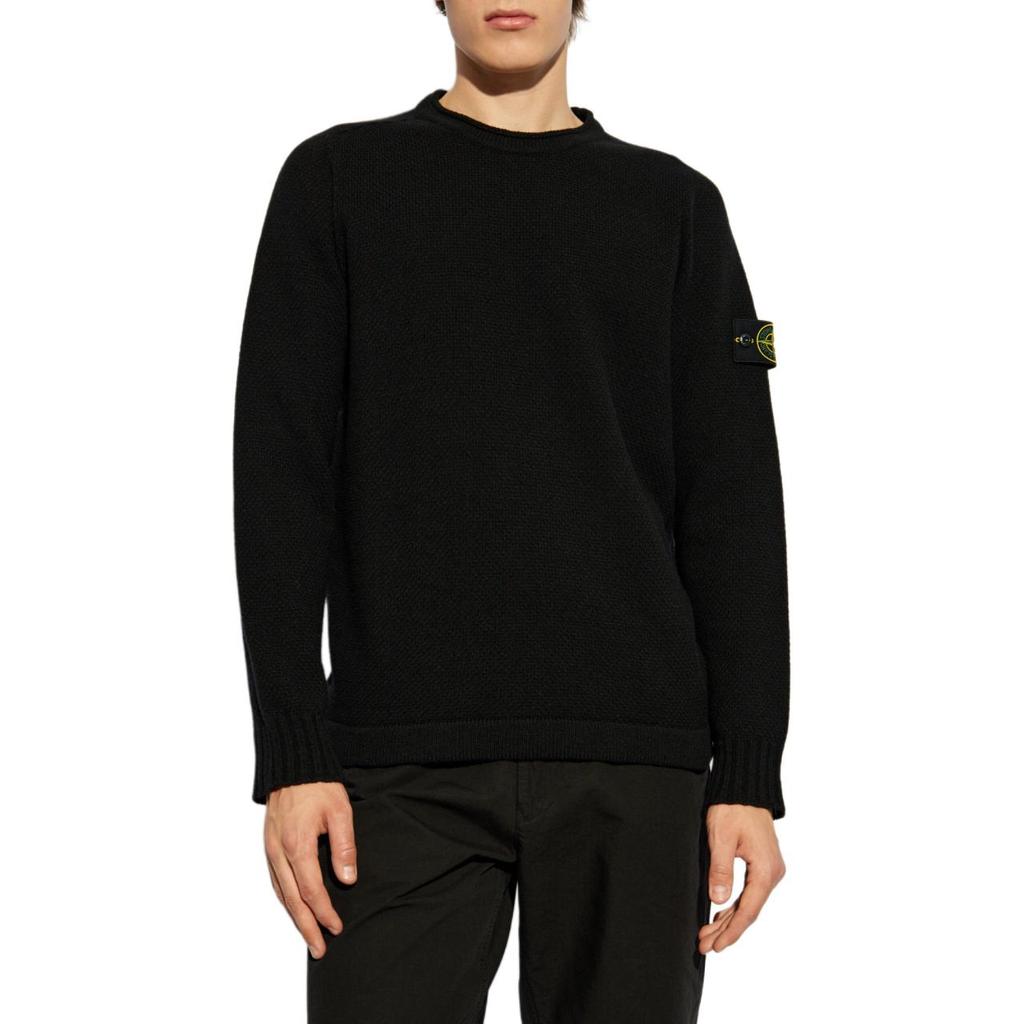 STONE ISLAND Мужской джемпер из овечьей шерсти, черный, 8115568A3-V0029