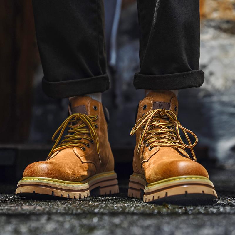 Ботинки из ревеня мужские 2024 Мартин британский стиль высокий верх не гнилая подошва летние дышащие весенне-осенние мужские туфли 2345-P