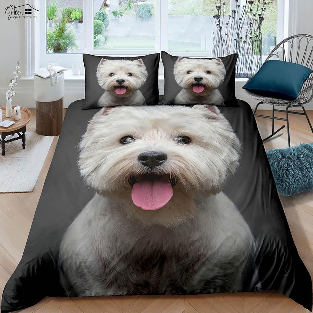 Милый и криминальный принт с изображением собаки и кошки, пододеяльник, мягкий и удобный пододеяльник, наволочка, комплект постельного белья для детей, подарок, 3 предмета