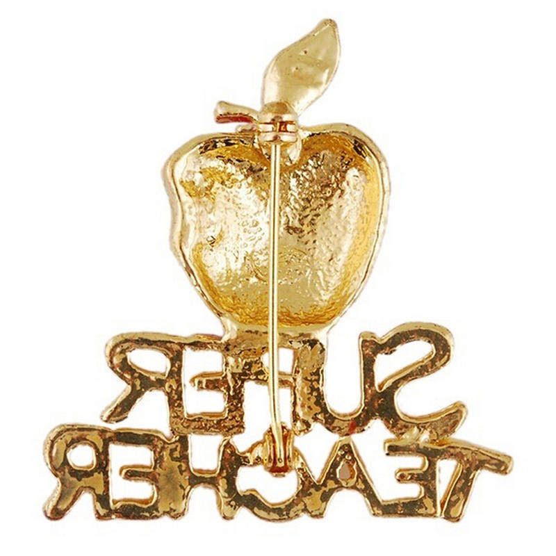 New Red Super Teacher Xmas Gift Unisex With Crystal Brooch Pin Show Your Love KTJ