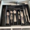Органайзер для столовых приборов, расширяемый лоток для кухонной утвари, регулируемый держатель для столового серебра и столовых приборов, черный органайзер для столовых приборов