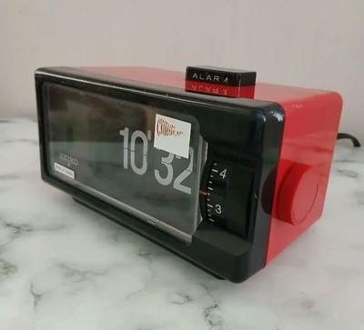 Vintage SEIKO DP690T 70s Red Flip Alarm Clock Retro Japan Tested working