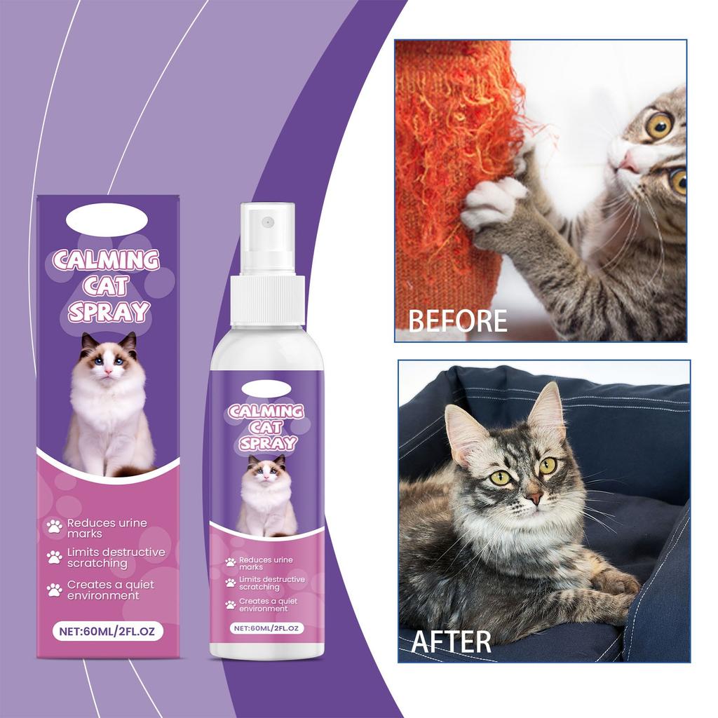 Успокаивающий спрей для кошек Спрей для коррекции поведения кошек Защита мебели 60 мл