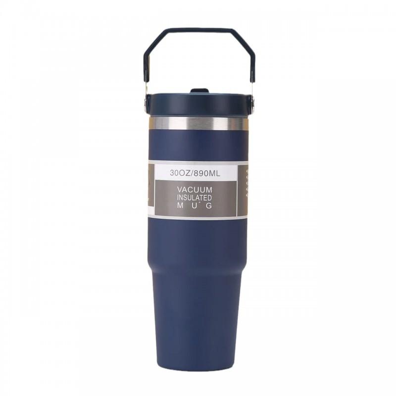 30 Oz Vacuum Insulated Stainless Steel Travel Mug With Handle Car Office Outdoor Use