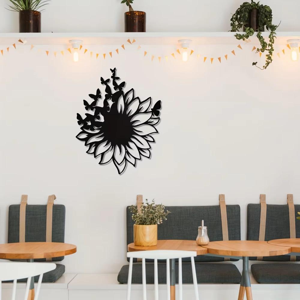 Sunflowers and Butterfly Metal Wall Art - Rust-Proof Wall Sculpture for Garden, Home, Farmhouse, Patio, and Bedroom Décor