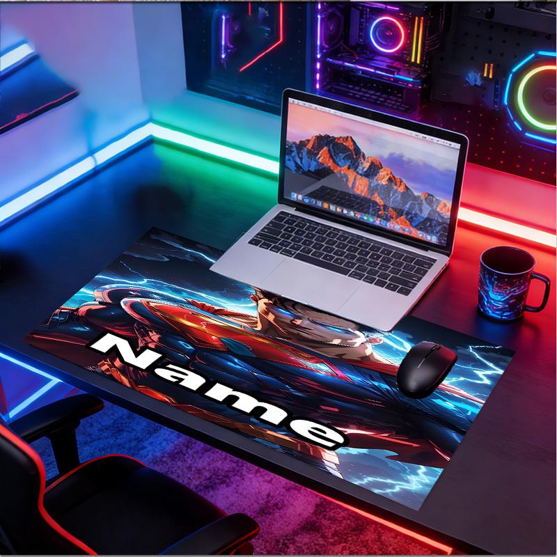 Custom Name Personalized Superman Pattern Mousepad, Laptop PC Desk Mat, Decorative Desk Mat for Home Keyboard Pad Gift