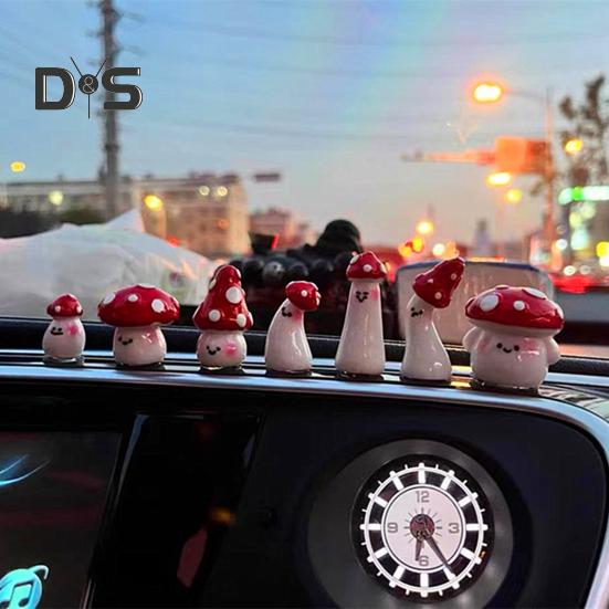 7 шт. грибовидный автомобильный приборный щиток, зеркало заднего вида, фигурка гриба, украшение для автомобиля, милые аксессуары для салона автомобиля