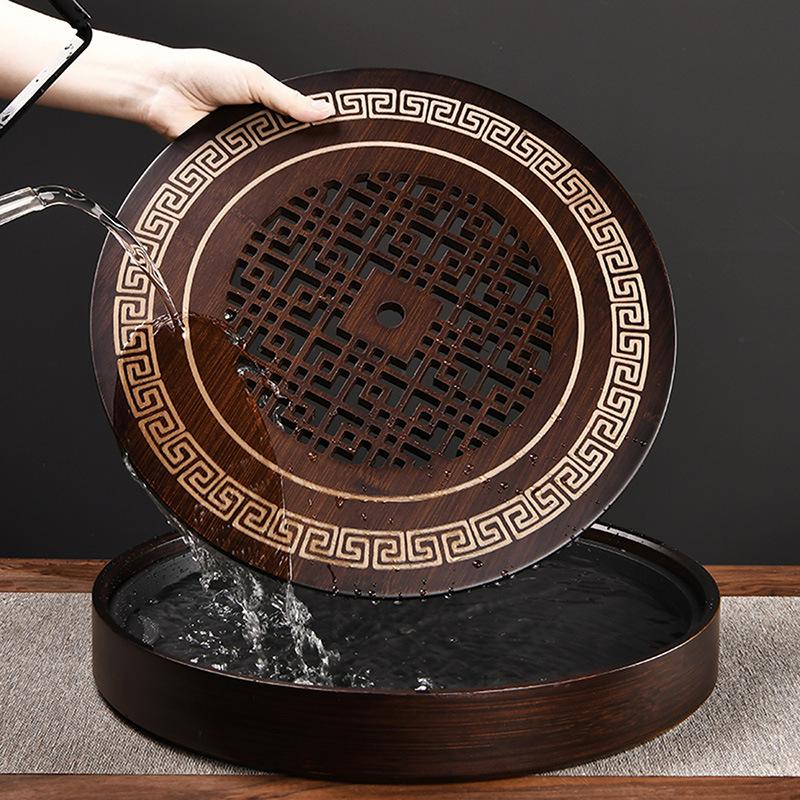 Поднос для чайного столика из натурального бамбука Высококачественный китайский чайный поднос Доска для чайного набора Дренаж Хранение воды Чайная доска Кухонные аксессуары