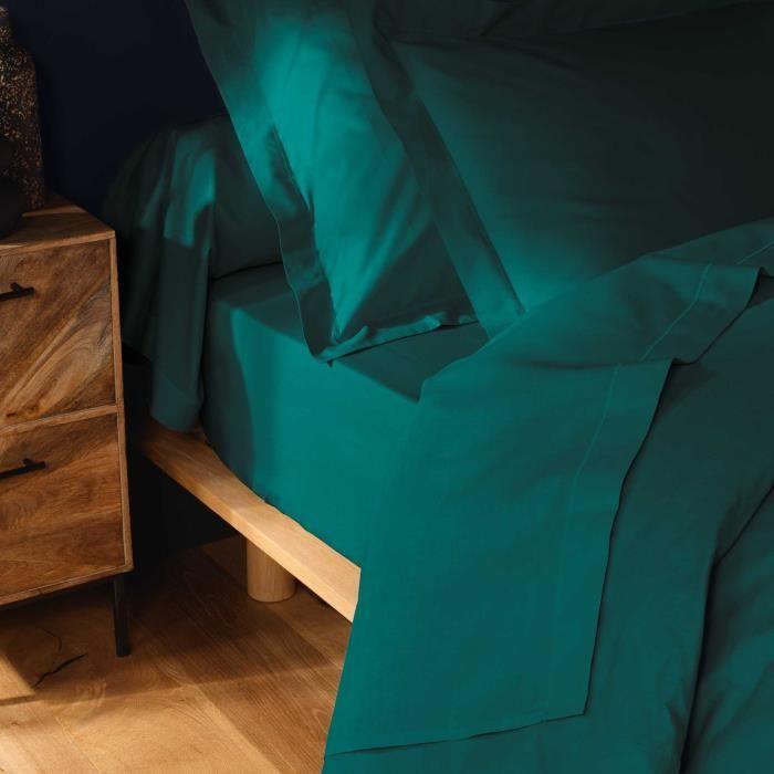 Drap plat - Emotion - 180 x 290 cm - 100% coton - OEKO-TEX® - Vert émeraude