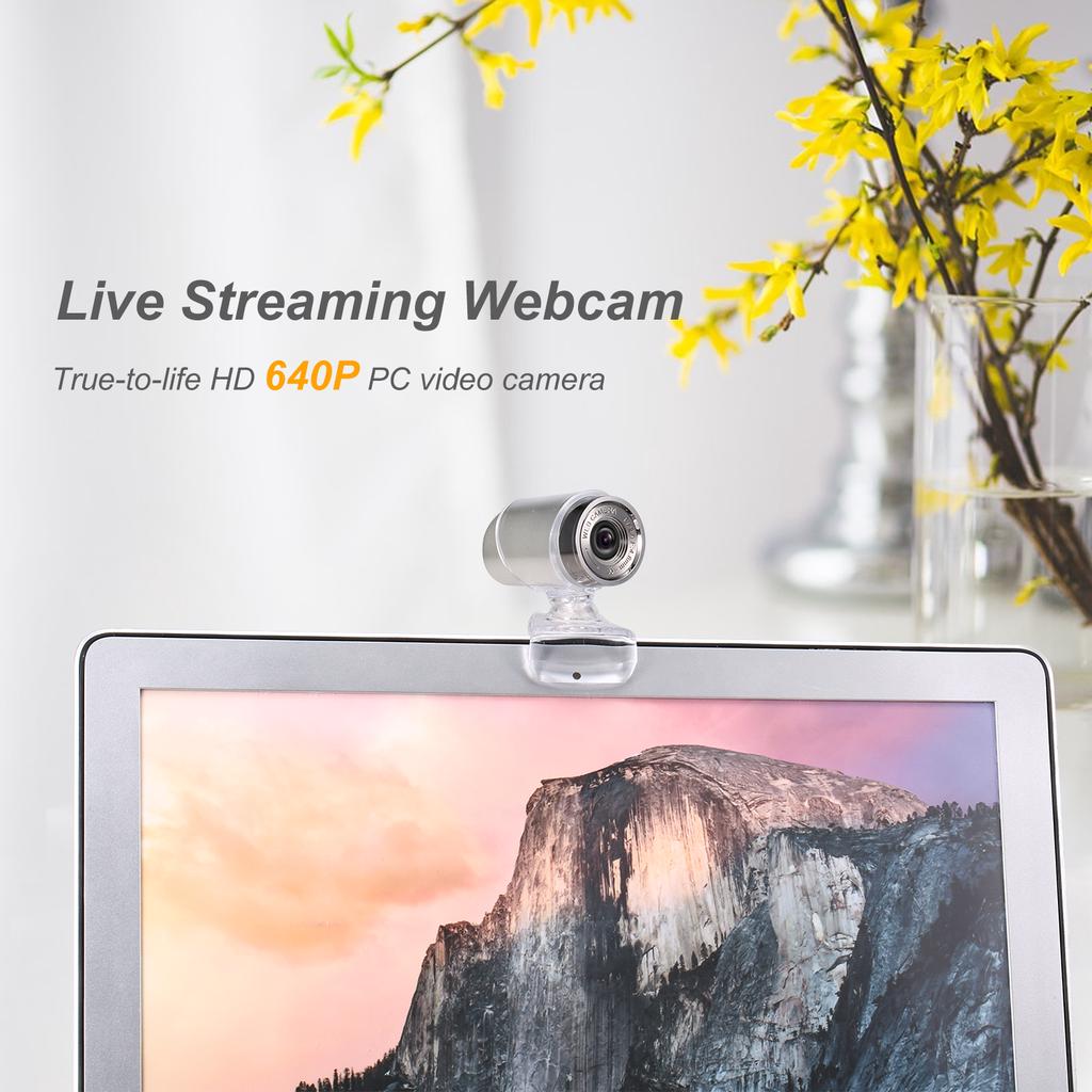 Веб-камера 640P, прямая трансляция веб-камеры, вращающаяся на 360 градусов USB-веб-камера для ПК, ноутбука, веб-камера с зажимом