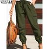 Women's Fashion Casual Solid Color Print High Waist Trousers Pants & Capris