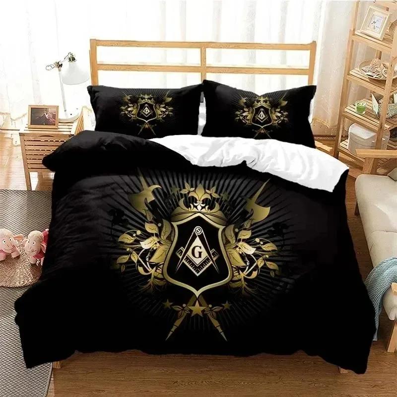 Masonic Freemason Illuminati Comfortable Duvet Quilt Cover Pillowcase Bedding Set Children Bedroom Decoration Home Textile
