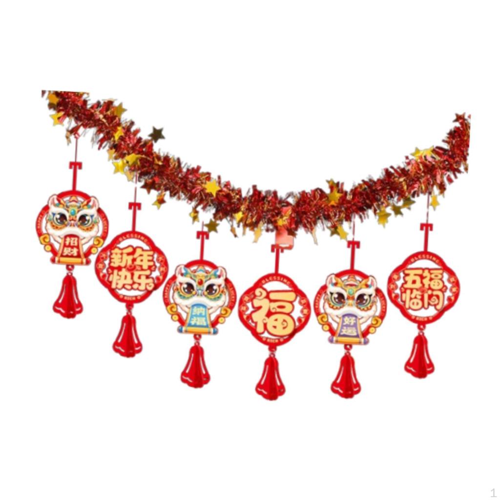 Chinese Year Banner Charm Tassel Backdrop Traditional Hanging Garland Lunar