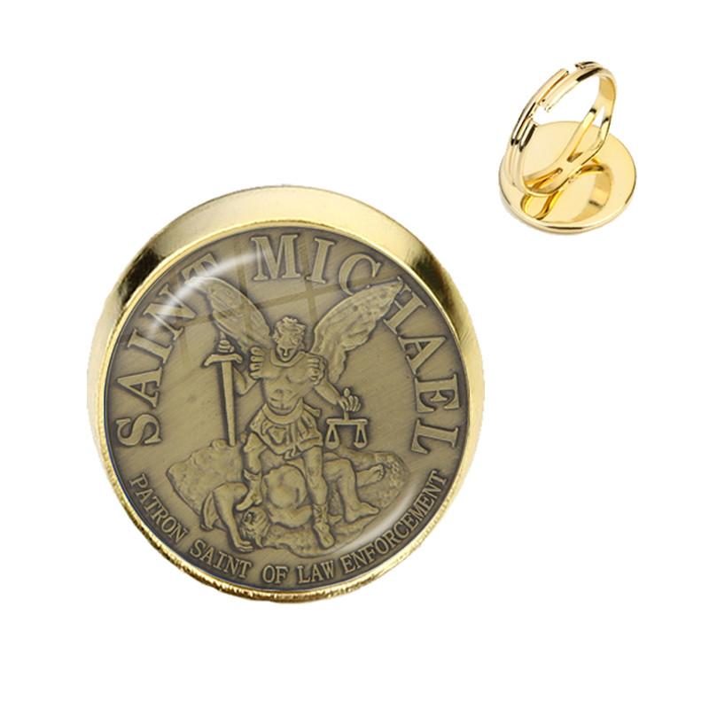 St.Michael Rings Fashion Protect Me Saint Shield Protection Justice Adjustable Rings Talisman Christian Holy Gifts For Friends