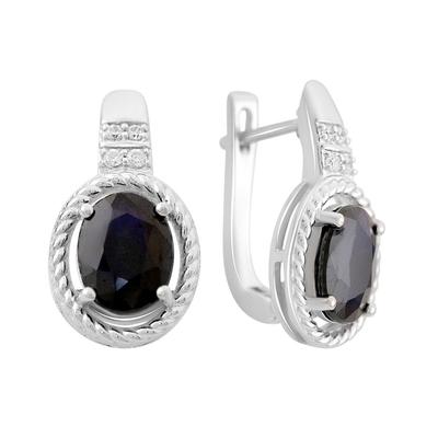 Серебряные серьги с натуральным сапфиром 4.927ct, фианитами (2162780)