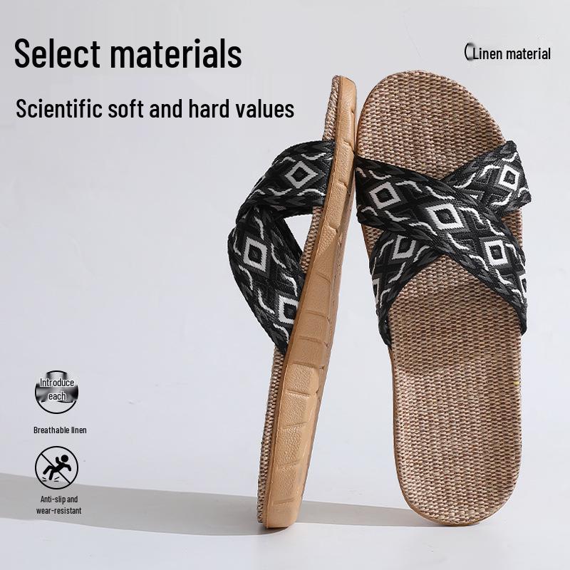 FL Four Seasons Women's Linen Deodorant Anti-slip Indoor/Outdoor Silent Slippers